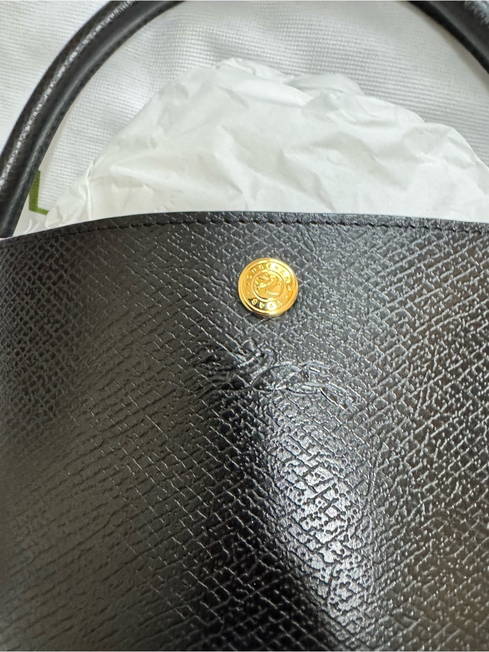LONGCHAMP BUCKET BAG black Leather Bucket Bag with Top Handle - Picture 2 of 6